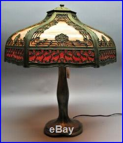 Superb MOE BRIDGES ART NOUVEAU Slag Glass Lamp c. 1915 antique leaded