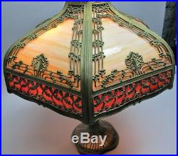 Superb MOE BRIDGES ART NOUVEAU Slag Glass Lamp c. 1915 antique leaded