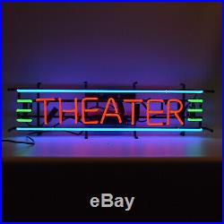 Theater neon sign wall shelf lamp light home mancave hand blown glass Art Deco