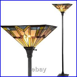 Tiffany Stained Glass Torchiere Floor Lamp Vintage Antique Standing Lighting UL
