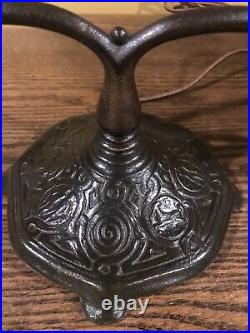 Tiffany Studios Bronze Lamp Loetz Art Glass Damascene Favrile Shade Handel Era