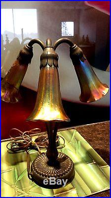 Tiffany Studios LCT ORIGINAl Bronze Lily Lamp with original shades No Reserve