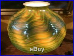Tiffany Studios L. C. T. Favrile Art Glass Damascene Mission Antique Lamp