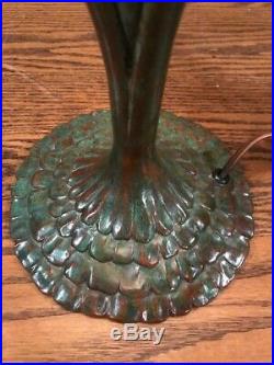 Tiffany Studios L. C. T. Favrile Art Glass Damascene Mission Antique Lamp