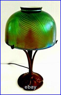 Tiffany Studios Lamp With Damascene Favrile Shade