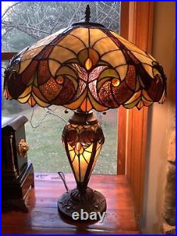Tiffany Style 24 Table Lamp Stained Glass withLighted Base Art Deco Style