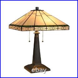 Tiffany Style 2 Bulb Mission Stained Glass Desk Table Lamp Arts And Crafts