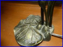 Tiffany Style Lily Pad Table Lamp 3 Silver Art Glass Tulip Shades Art Deco