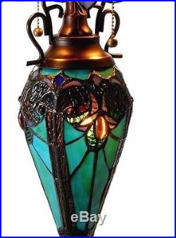 Tiffany Style Stained Glass Table Lamp Desk Art Deco Victorian Antique Bronze