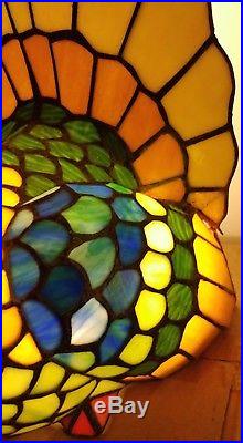 Tiffany Style Stained Glass Turkey Lamp, Thanksgiving RARE Cracker Barrel