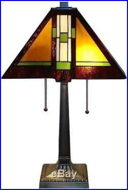 Tiffany Style Table Lamp Stained Glass Desk Art Deco Mission Craftsman Southwest