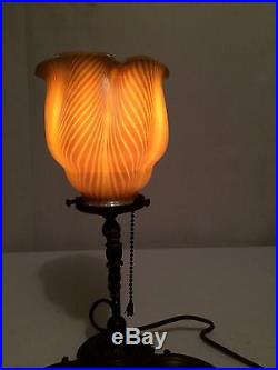Tiffany and company arts crafts mission antique vintage favrile art glass lamp
