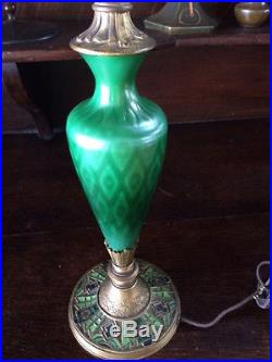 Tiffany furnaces studios lct arts crafts antique art glass lamp base for shade