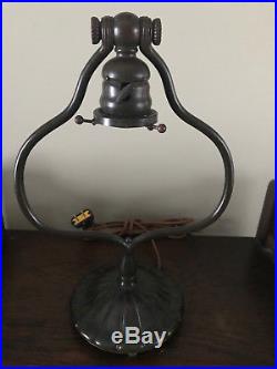 Tiffany studio L. C. T. Favrile art glass damascene lamp handel steuben quezal era
