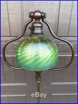 Tiffany studios L. C. T. Favrile art glass damascene lamp shade for base