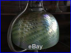 Tiffany studios L. C. T. Favrile art glass damascene lamp shade handel era nr