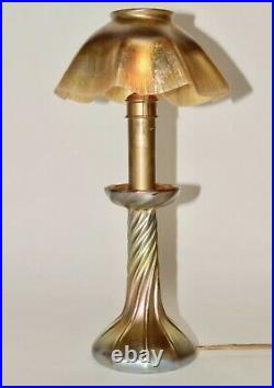 Tiffany studios lct favrile damascene art glass candle lamp Signed Original
