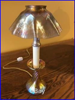 Tiffany studios lct favrile damascene art glass lamp handel bradley hubbard era