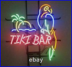 Tiki Bar Parrot Palm Tree Neon Light Sign Lamp 17x14 Beer Artwork Glass