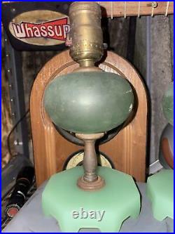 Tiny 8.5 tall Green Jadeite glass lamp