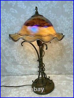 Todd Phillips Quoizel Art Glass Lamp with Metal Base Style # PLD6234MT, Date G12