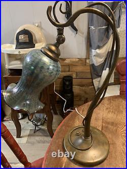 Todd Phillips Quoizel Art Nouveau HandBlown Mushroom Iridescent Glass Table Lamp
