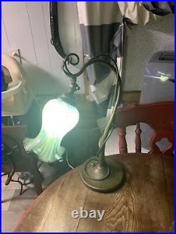 Todd Phillips Quoizel Art Nouveau HandBlown Mushroom Iridescent Glass Table Lamp