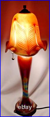 Todd Phillips Quoizel Hand Blown Salamander Iridescent Glass Table Lamp