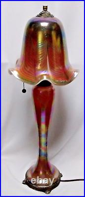 Todd Phillips Quoizel Hand Blown Salamander Iridescent Glass Table Lamp