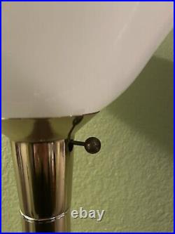 Torchiere Floor Lamp Glass Shade 70's/80's Period Gold Finish 62 Heavy Base