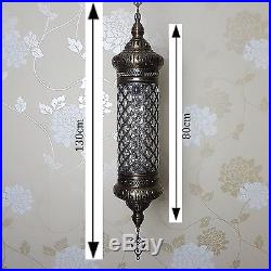 Turkish Moroccan Style Art Deco Clear Glass Hanging Column Lamp Light