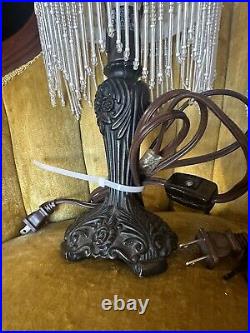 Two Boudoir Lamp Glass Shade and Beaded Fringe AccentLamps