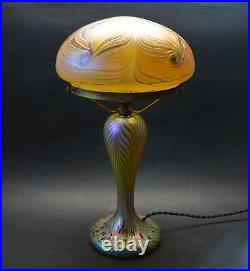 Unique Czech ART Nouveau Iridescent Glass Lamp LOETZ Style Replica
