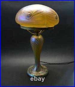 Unique Czech ART Nouveau Iridescent Glass Lamp LOETZ Style Replica