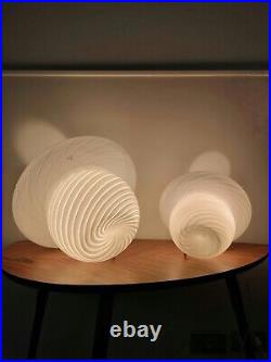 VETRI MURANO Two Vintage SWIRL Murano Glass MUSHROOM Table Lamps Italy 70s Fungo
