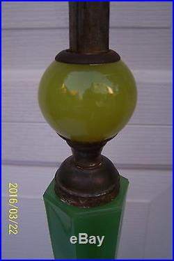 Vintage Art Deco Jadite Yellow Glass Floor Lamp