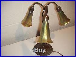 Vintage Buffalo Metal Works Tulip Art Glass Shade Lamp
