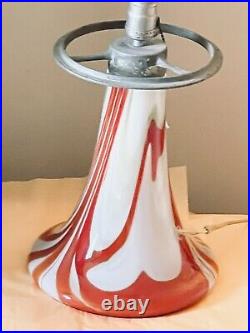 VINTAGE Modern Red Orange Cased Art Glass Lamp Base
