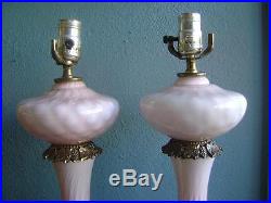 VTG HOLLYWOOD REGENCY 1950s MURANO ITALIAN ART GLASS MARBLE PINK LAMPS BOUDOIR