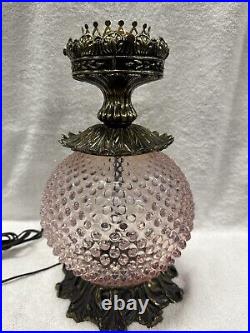 VTG PINK CHIFFON Fenton Iridescent HOBNAIL Art Glass GWTW Gone With Wind LAMP