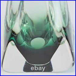 Val St. Lambert Art Glass Crystal Handblown Green Swirl Lamp Base Art Deco Style