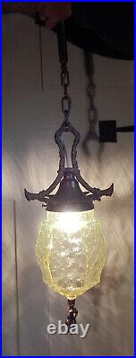 Vaseline Crackle Glass Uranium Art Nouveau Ceiling Light Lamp Ampin Rewired