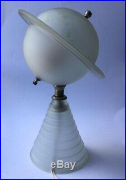 Very Rare 1939 Worlds Fair Saturn Lamp-WORKING- Art Deco Frosted Glass
