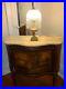 Victorian Boudoir Table Lamp Art Glass Shade with Hanging Beads
