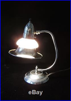 Vintage 1930's Art Deco Chrome and Milk Glass Desk Table Lamp