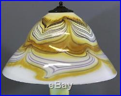 Vintage 1977 Original Drew Smith Art Glass Pulled Feather Table Lamp