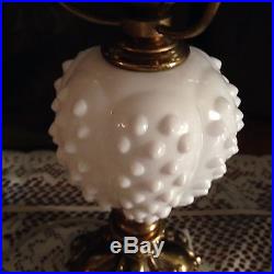 Vintage #3807 21 Mint FENTON STUDENT Table Lamp Milk Glass Hobnail Ruffled Shad