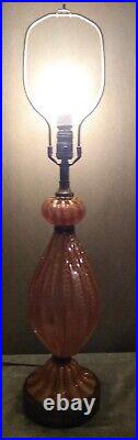 Vintage 50's Murano Toso & Barovier Cordonato D'Oro Hand Blown Gold Glass Lamp