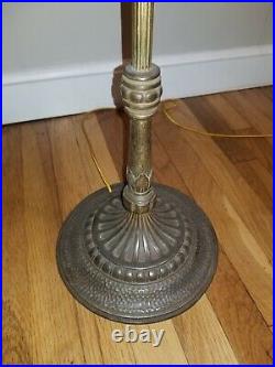 Vintage ALMCO Cast Iron Art Deco Floor Lamp WithGlass Shade Professionally Wired