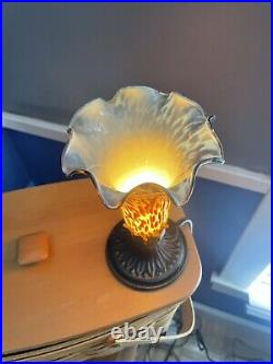 Vintage Accent Lamp Glass Leopard Lily Shade